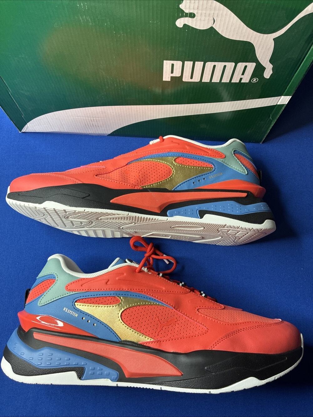 PUMA RS-FAST RED GO FOR 385795-01 Firelight/Blue Men's Running Casual Size 13